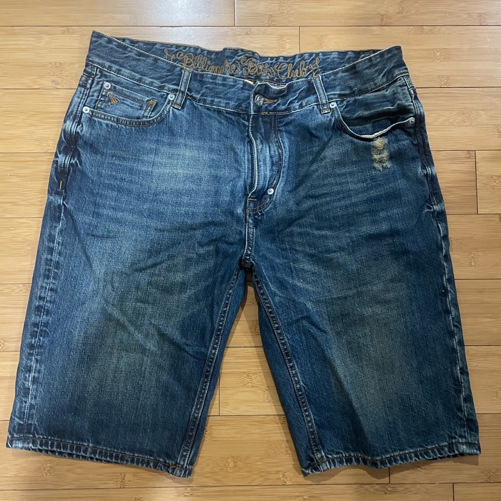 Distressed Billionaire Boys Club Denim Shorts.